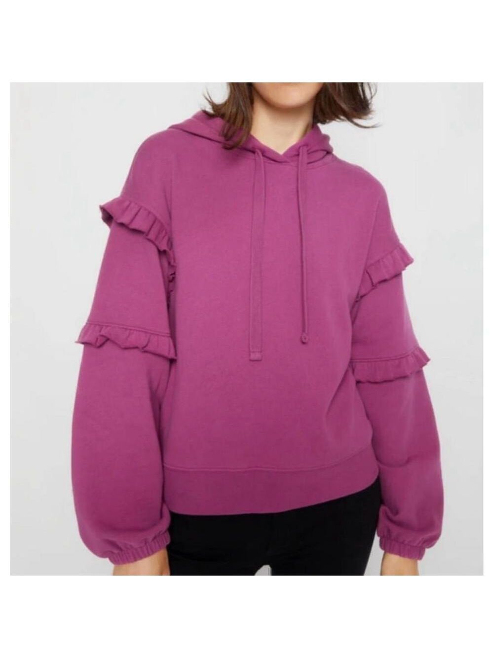 Rebecca Minkoff Purple Ruffle Sleeve Hoodie - Size M